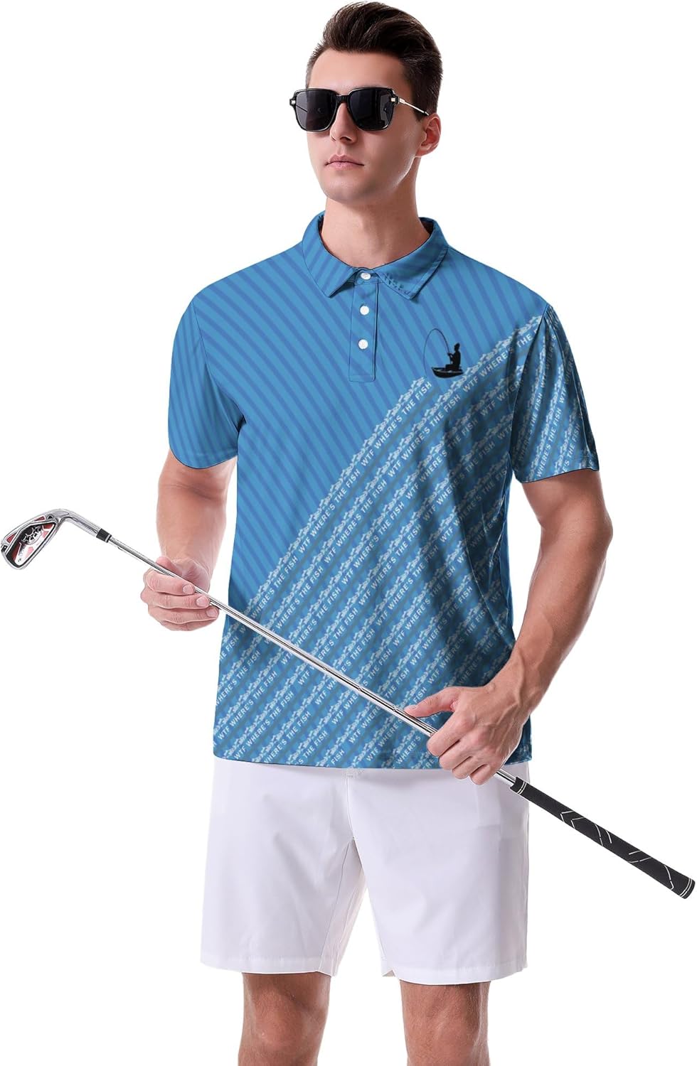 Men’s Funny Golf Polo Shirt Short Sleeve Performance Golf Shirt Moisture Wicking Quick Dry Print Polo Shirt
