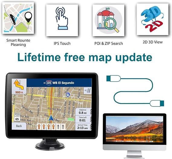 7 Inch GPS Navigator for Car Truck RV, 2026 Latest Map GPS for Car with Free Lifetime Updates, Voice Guidance, Speed Alerts, Custom Routing, HD Touchscreen
