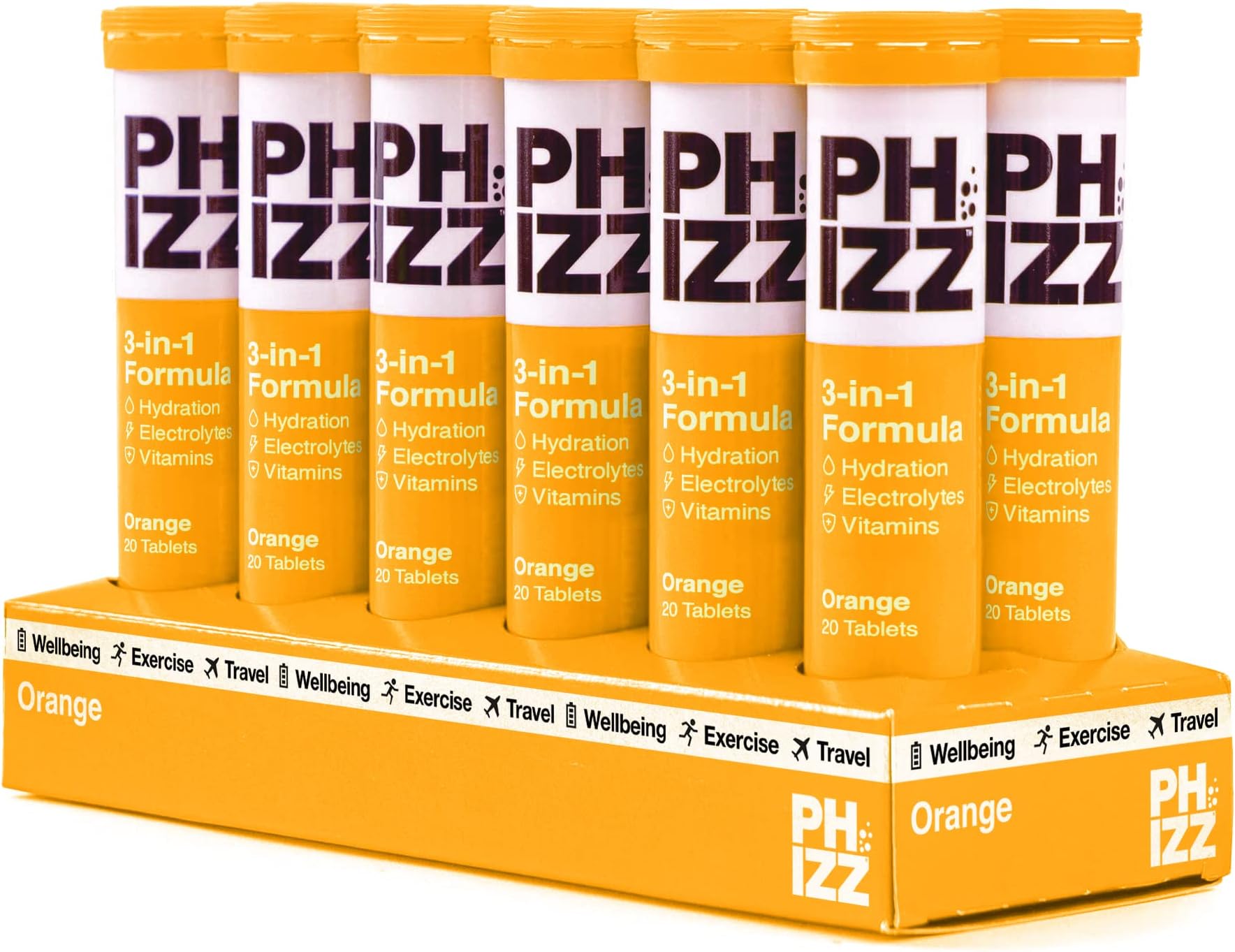 Electrolytes, Multivitamin & Hydration Effervescent 240 Tablets - 18 Vitamins & Minerals, Vitamin C, Add to Your Water Bottle, Vegan, Vegetarian & Low Calorie (Orange)