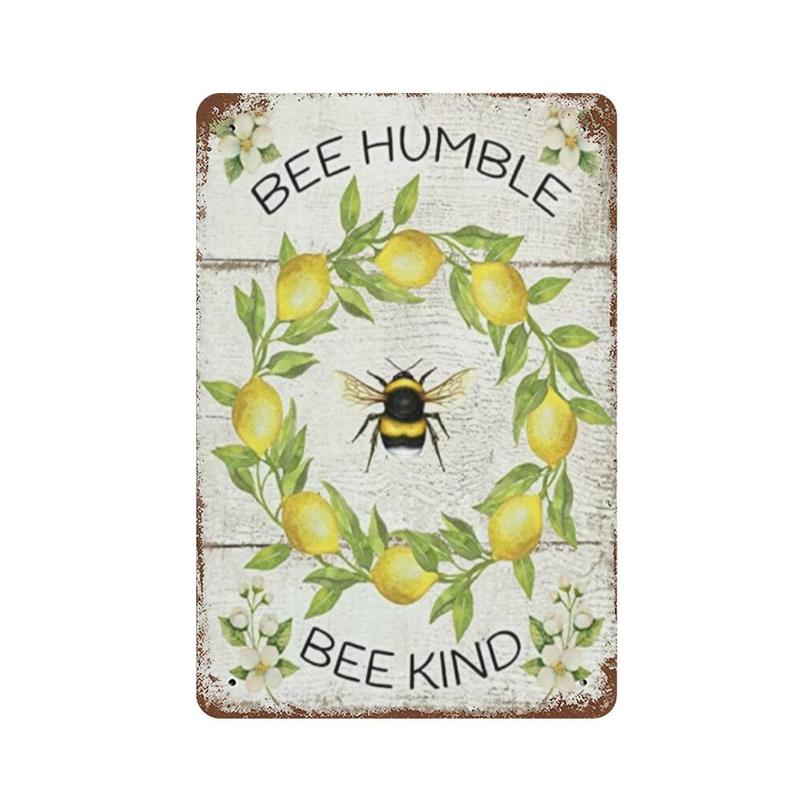 AOOEDM Lemon Bee Humble Bee Kind Vintage Metal Sign Tin Sign for Home Bar Pub Kitchen Man Cave Tin Sign Wall Decor Poster Wall Plaque