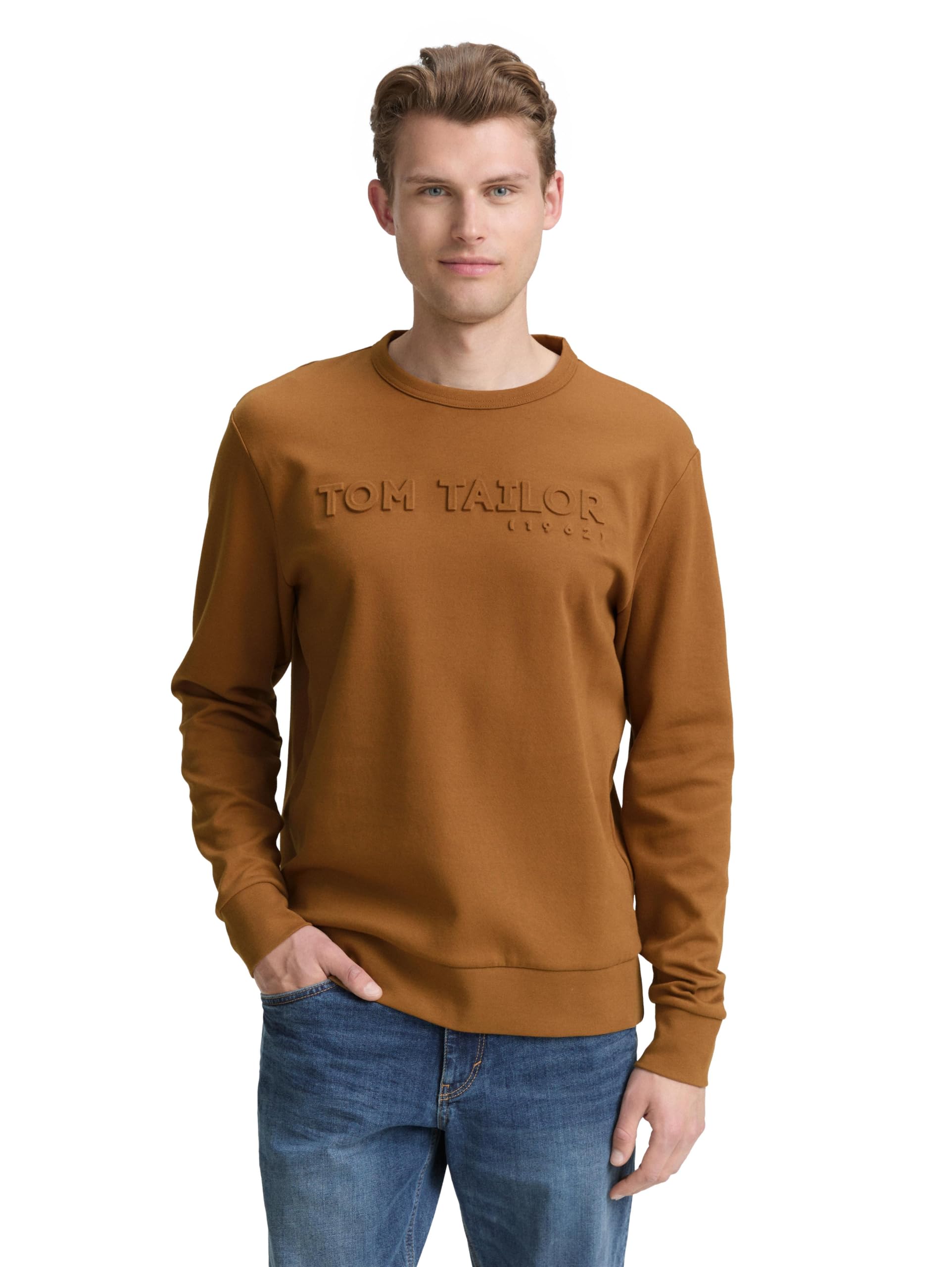TOM TAILOR Herren 1047830 Sweatshirt mit hervorgehobenem Logo-Print