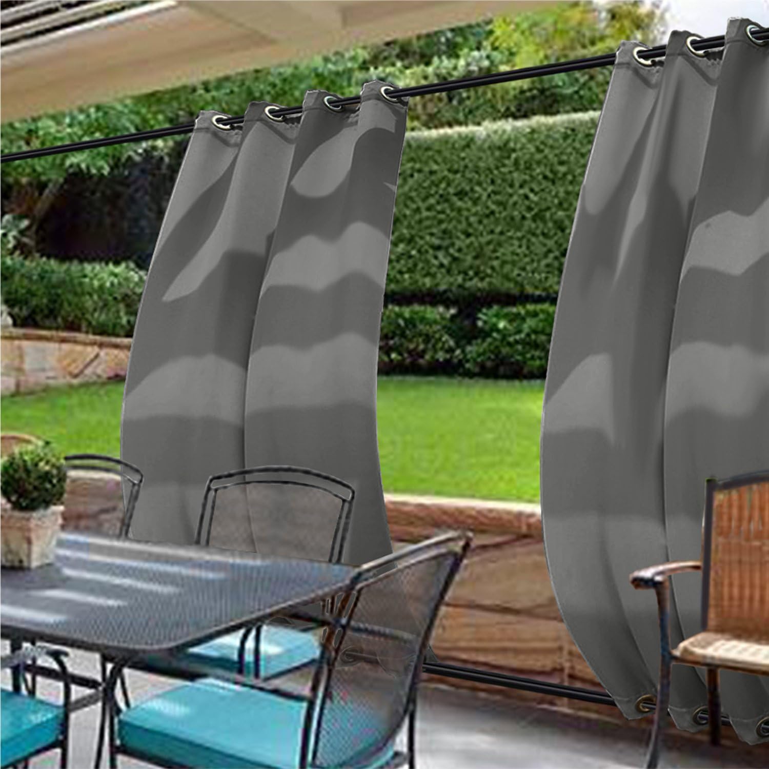 cololeaf Water Repellent Outdoor Decor Panel Grommet at top and Bottom Curtains/Drapes Panels for Patio,Front Porch,Gazebo, Pergola, Cabana, Dock, Beach Home,Chocolate 120W x 96L Inch (1 Panel)