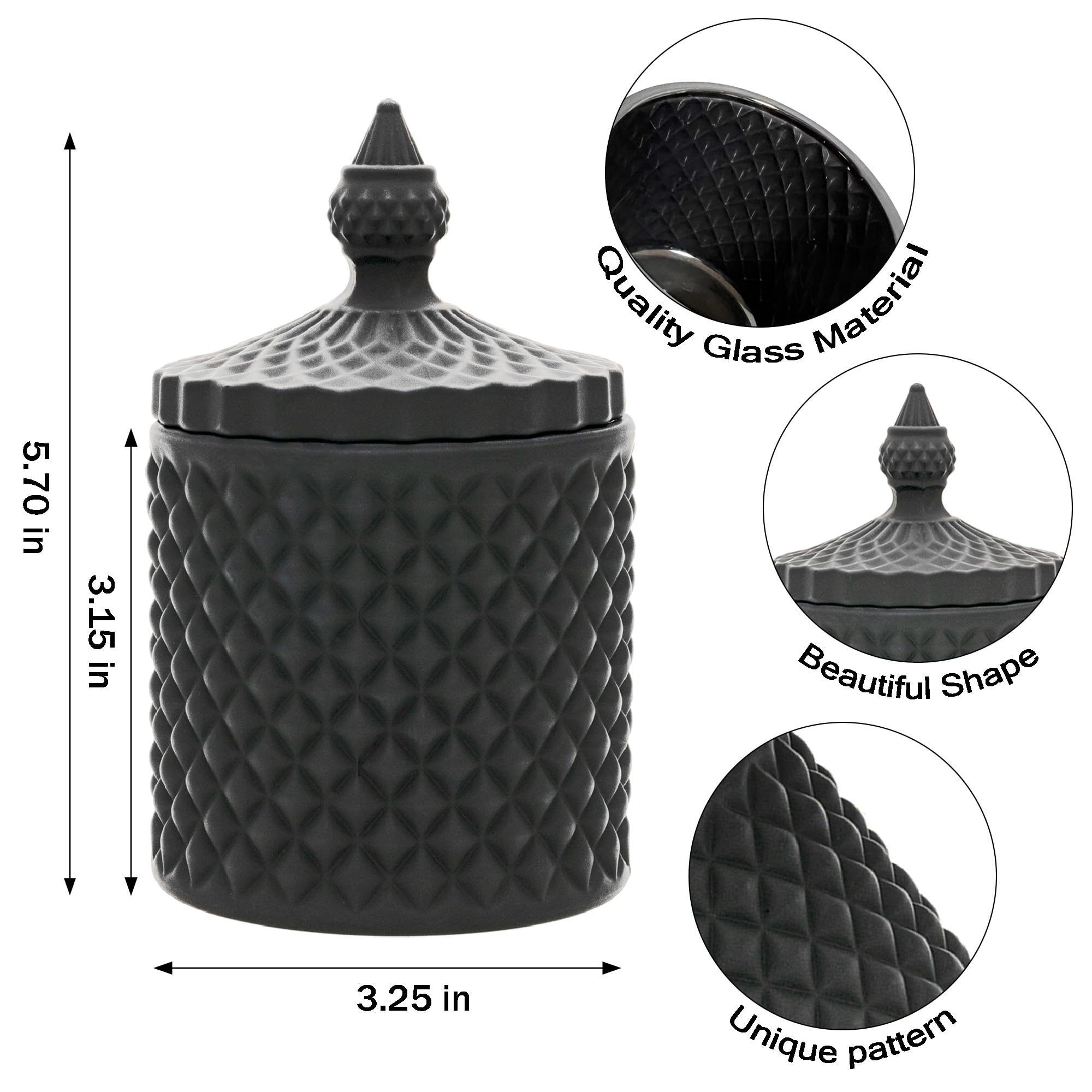 2 Distributeurs Apothicaire En Verre - Rangement Coton, écouvillons, Fil Dentaire, Diam. 8,5 Cm, H. 14,5 Cm, Finition Mate