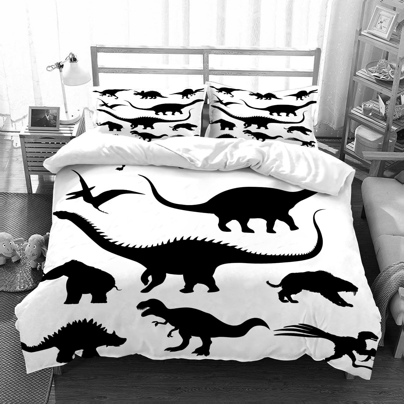 Ensemble de literie en microfibre haute qualité 228x264 cm style dinosaures
