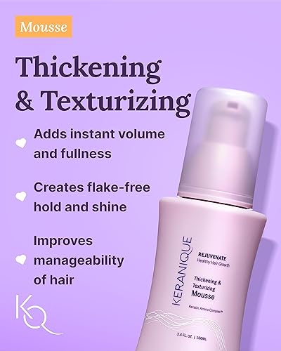 Miniatura 4 de Keranique Juego de champú y acondicionador voluminizador con mousse espesante, kit de volumen enriquecido con queratina para cabello fino, dañado y