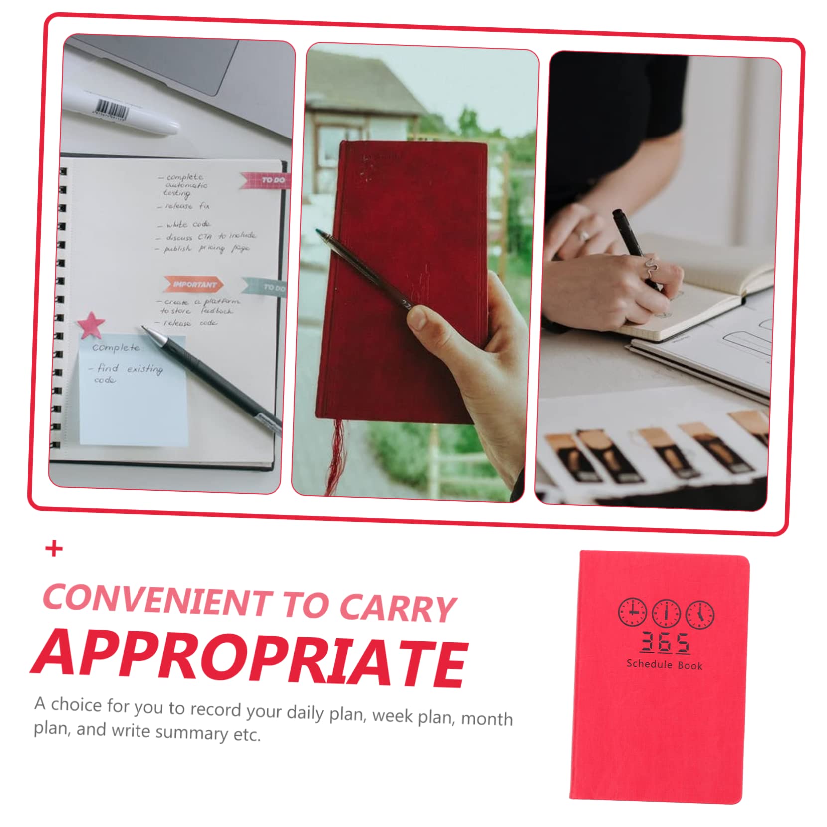 Agenda Scolastica Inglese A5 2023 in Carta Rossa, 1 Pezzo | Pianificazione Settimanale e Mensile, Formato Portatile, Design Semplice Pagine Interne Delicate