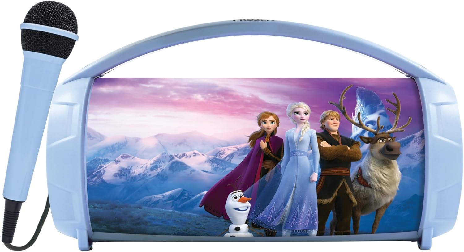 Lexibook, Frost, Wireless Light Speaker with Mic, Stereo Audio, Karaoke Function, USB and SD Card Ports, Rechargeable Battery, Handle to Take Everywhere, Blue/Purple, BTP585FZZ