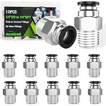 mxuteuk 1/4" OD to 1/4" NPT Push to Connect Fittings Air Hose Fittings,1/4" Quick Connect Fittings,Pneumatic Elbow and Straight Combination10PCS