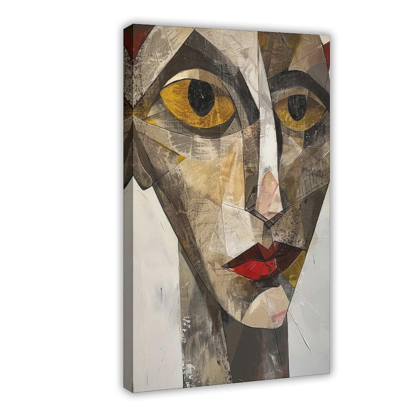 Bareronor Abstract Cubist Face Canvas Poster for Office Decor Gift