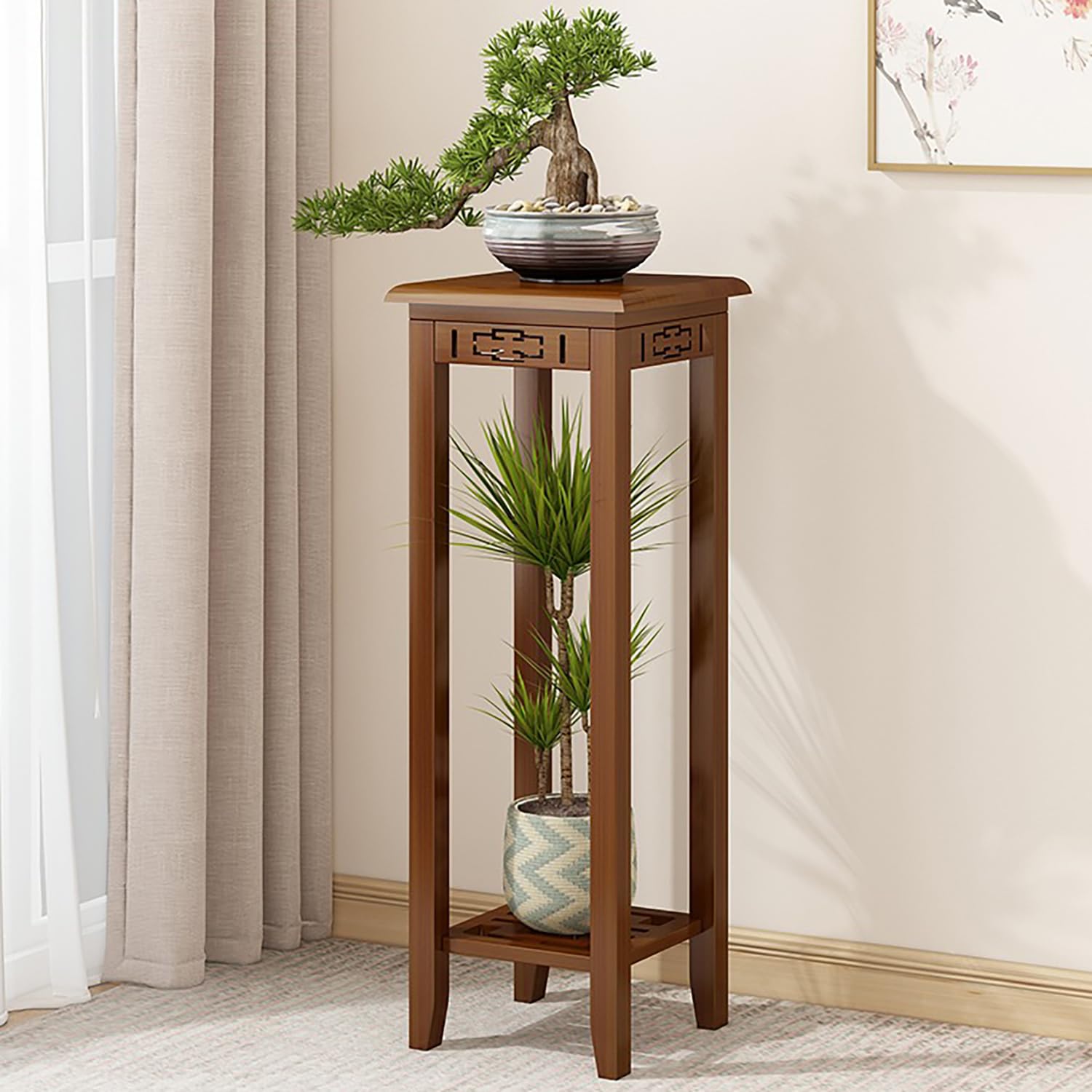 Support de pots de fleurs bois intérieur 31x31x90cm rigide
