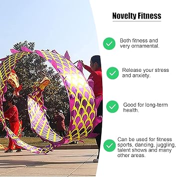 Kunovo Dragon Poi Kids/Beginner Small Size Dragon Poi, Outdoor Fitness Dragon Design Spinning & Shaking Poi, Real-Like Dragon Flinging Ribbon with Dragon Head(Green,2 m (6.5 ft)), 58741
