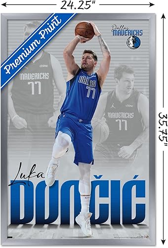 Miniatura 46 de Trends International NBA Dallas Mavericks - Póster de pared de Luka Doncic 22, 22.375 x 34 pulgadas, versión enmarcada en negro Versión enmarcada
