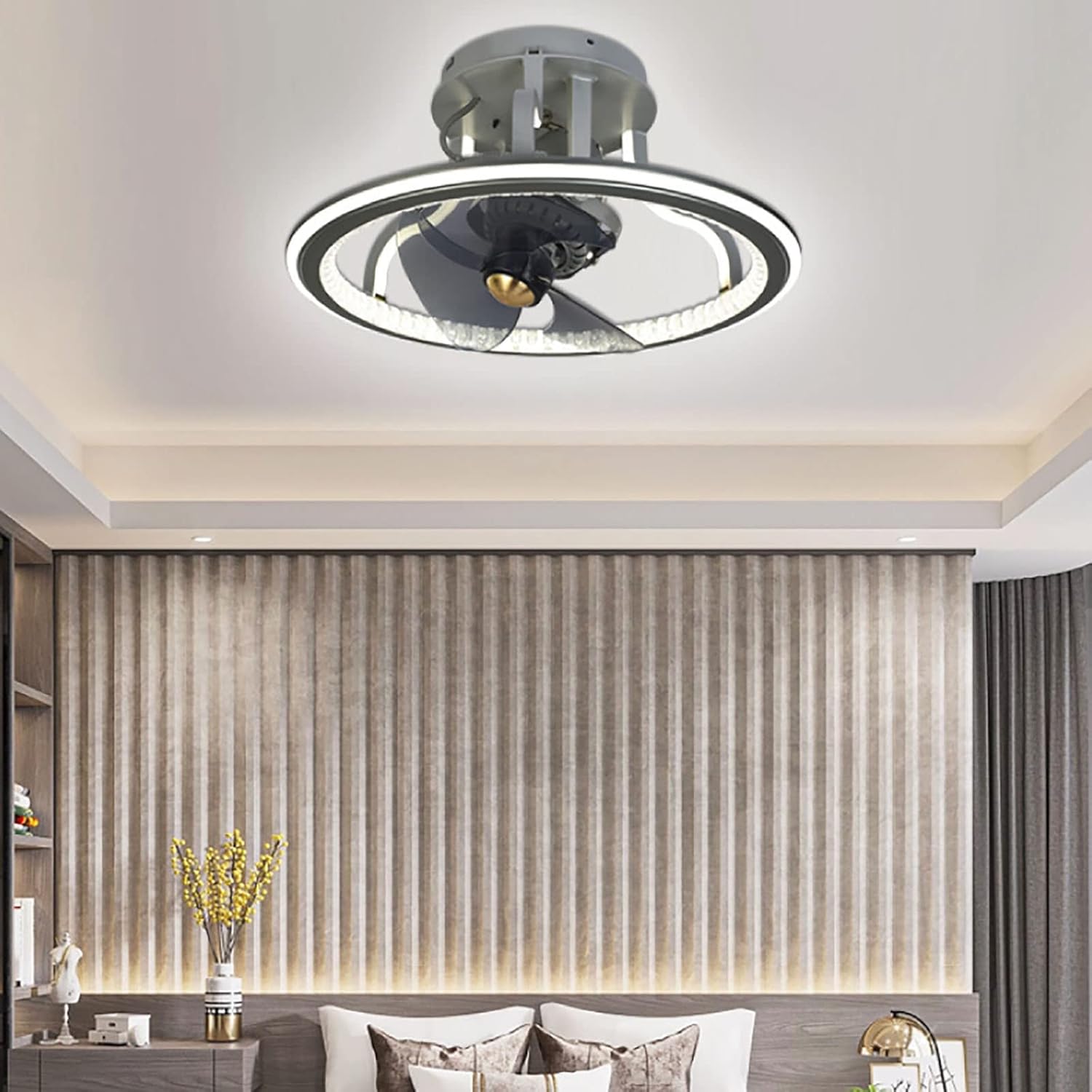 YUEGOO Industrial Retro Swing Head Ceiling Fan with Light 3 Speed Dimmable Dining Room Bedroom Minimalist Led Silent Fan Light/C