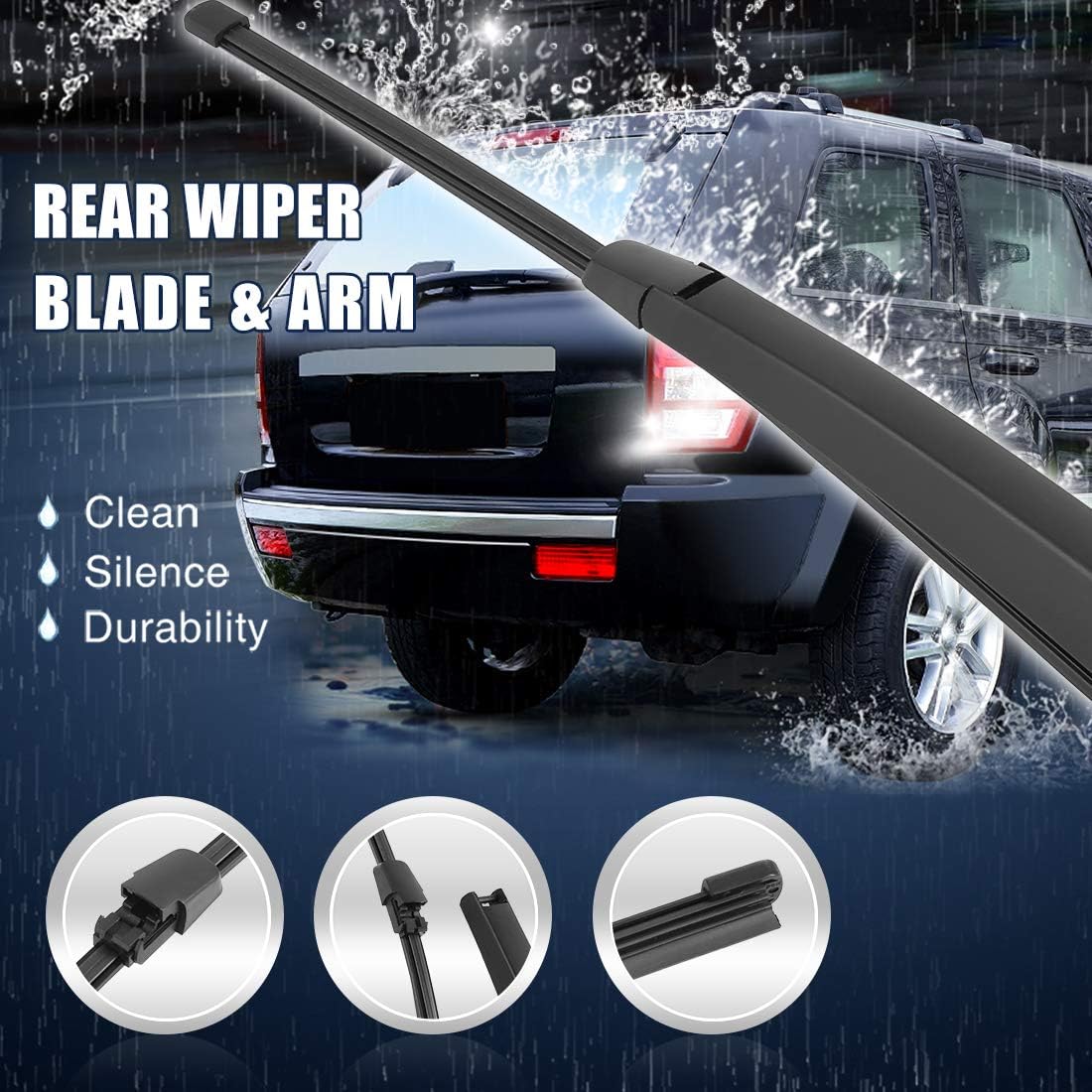X AUTOHAUX Car Rear Windshield Wiper Blade Arm Set Black 335mm 13 Inch for Volkswagen Golf Variant 2007-2013