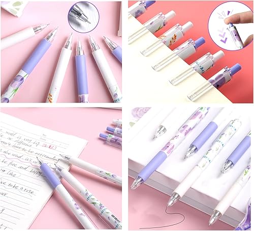 Miniatura 3 de 12 bolígrafos retráctiles estéticos de gel, bolígrafos de escritura de tinta con punta fina suave de 0.020 in, bolígrafos de impresión novedosos,