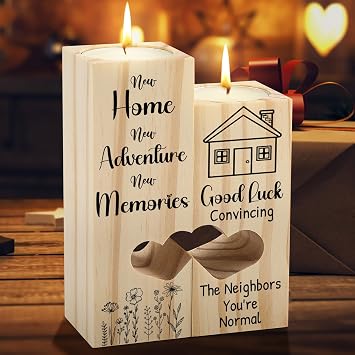 New Home Gifts, Double Heart Shaped Candle Holder Housewarming Gifts