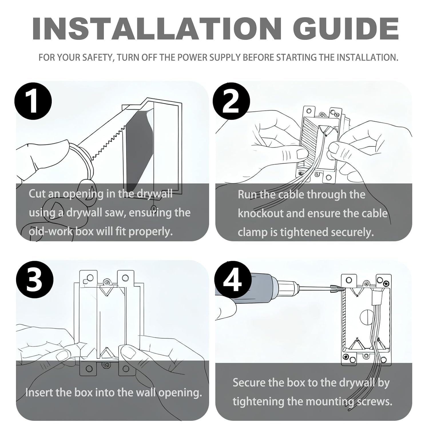 1 Gang Old Work Electrical Box, UL Listed PVC Junction Box & Outlet Box for Remodeling, 14 cu-in, 2-Hour Fire Rated (1-Pack) - Image 4