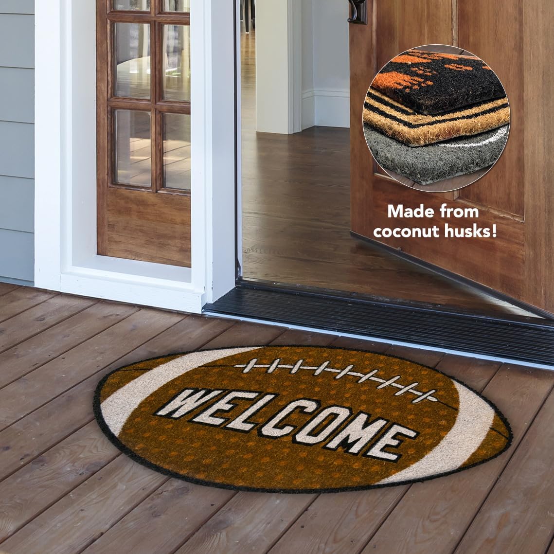 Briarwood Lane Football Natural Fiber Coir Doormat