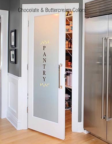 Miniatura 1 de Calcomanías de despensa para puerta de vidrio vertical, letras de vinilo, corona de laurel, decoración de cocina, calcomanías de arte de pared, 10 x