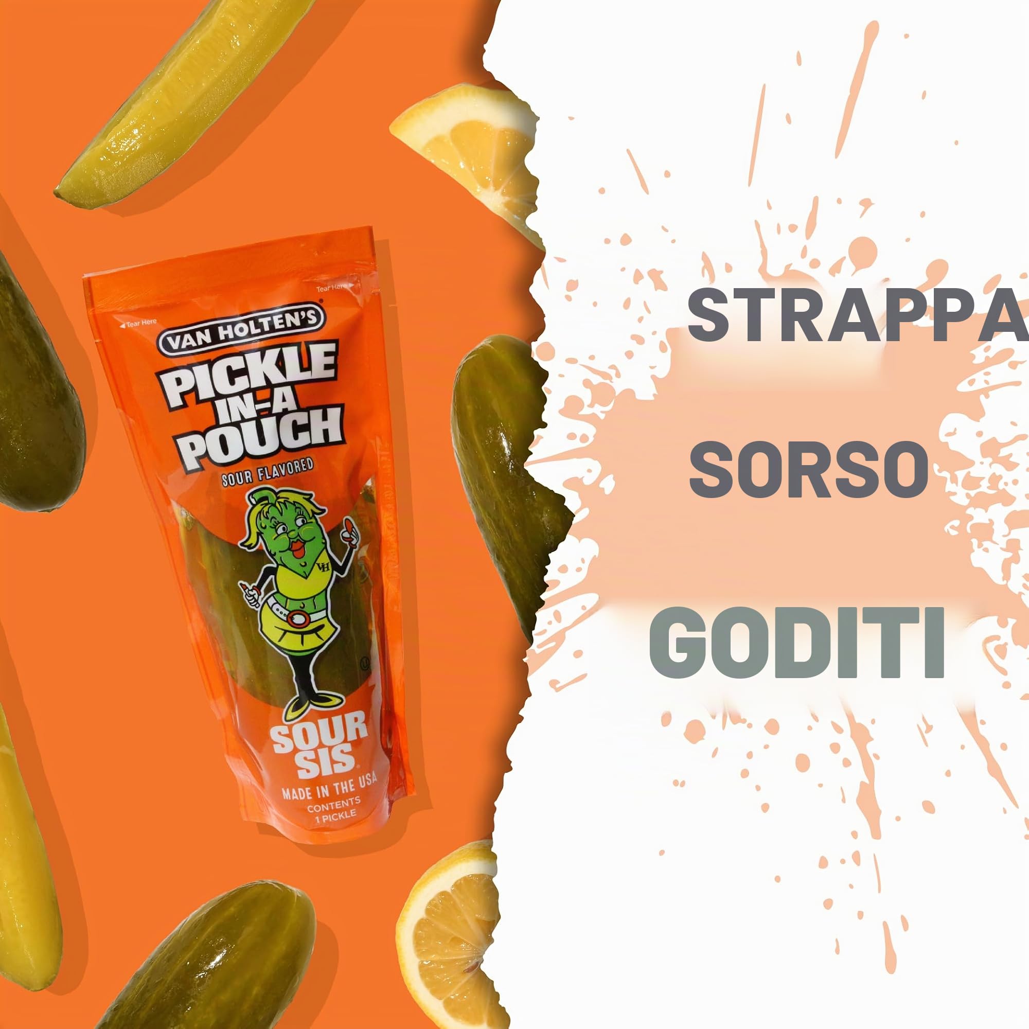 Van Holten's Pickles - Sour Sis Pickle-In-A-Pouch - Confezione da 6