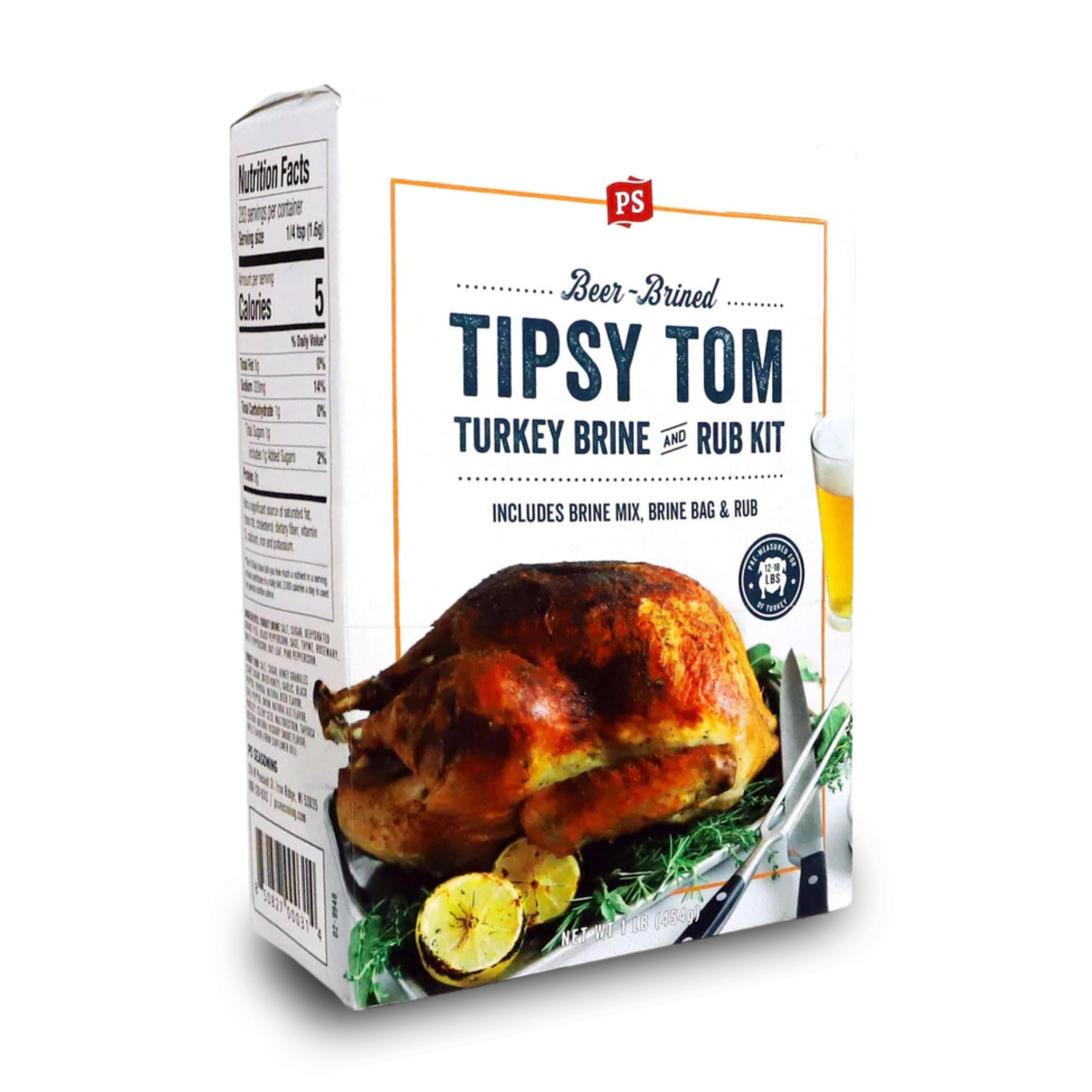 PS Seasoning Tipsy Tom Ultimate Turkey Brine and Rub Kit - Complete Beer-Brined Turkey Prep Kit for Smoking or Frying with Brine Mix, Brining Bag for Whole or Spatchcocked Poultry Seasoning Rub