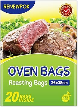 Roasting Bags for Oven with Ties for Roasting Chicken, Meat & Fish Multi Purpose Cooking Bags (20PCS, 11 * 15 Inch)