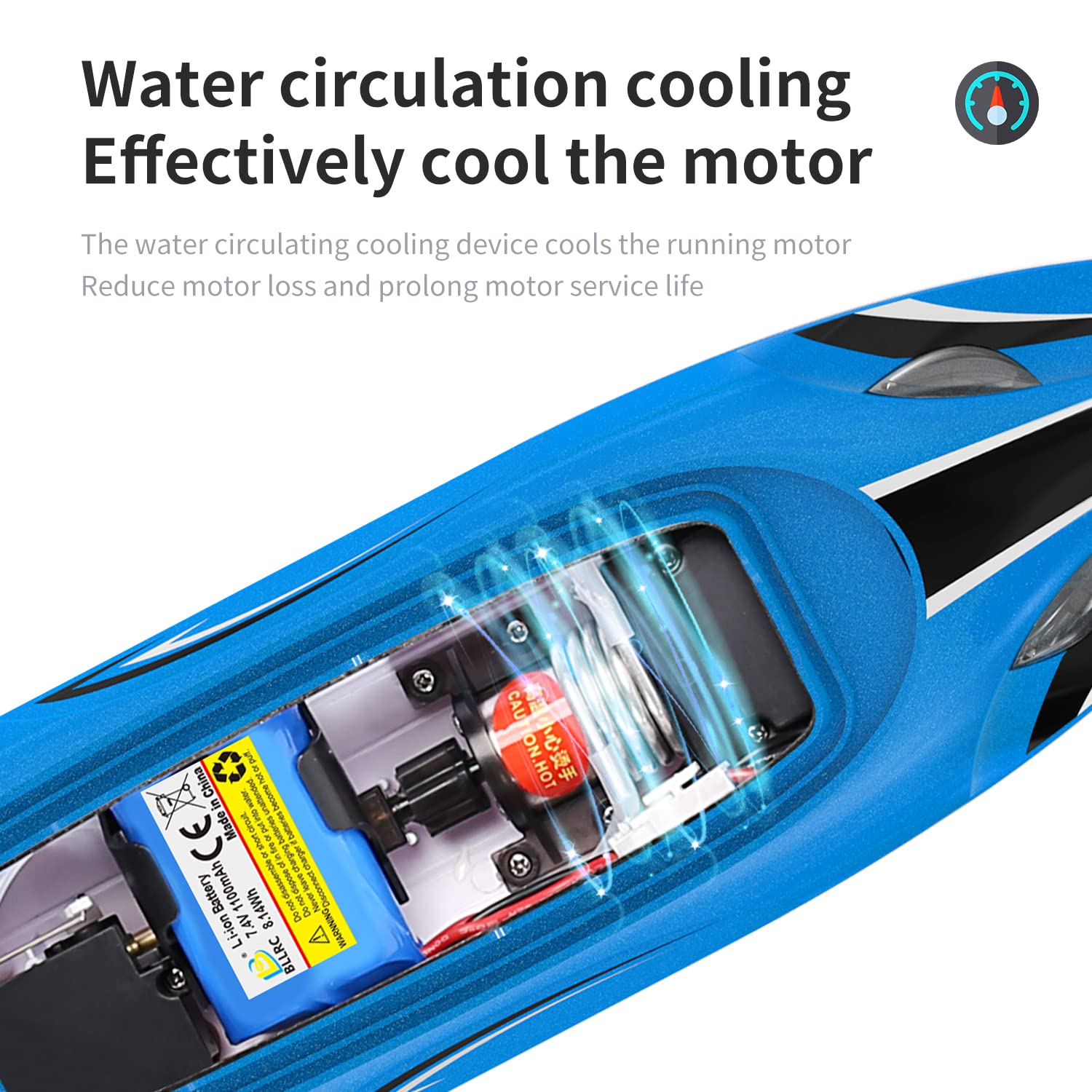 Barco de Velocidades a Prueba de Agua Control Remoto Impermeable Modelo de Juguete Bicicleta Eléctrica Yate L100 (Azul)