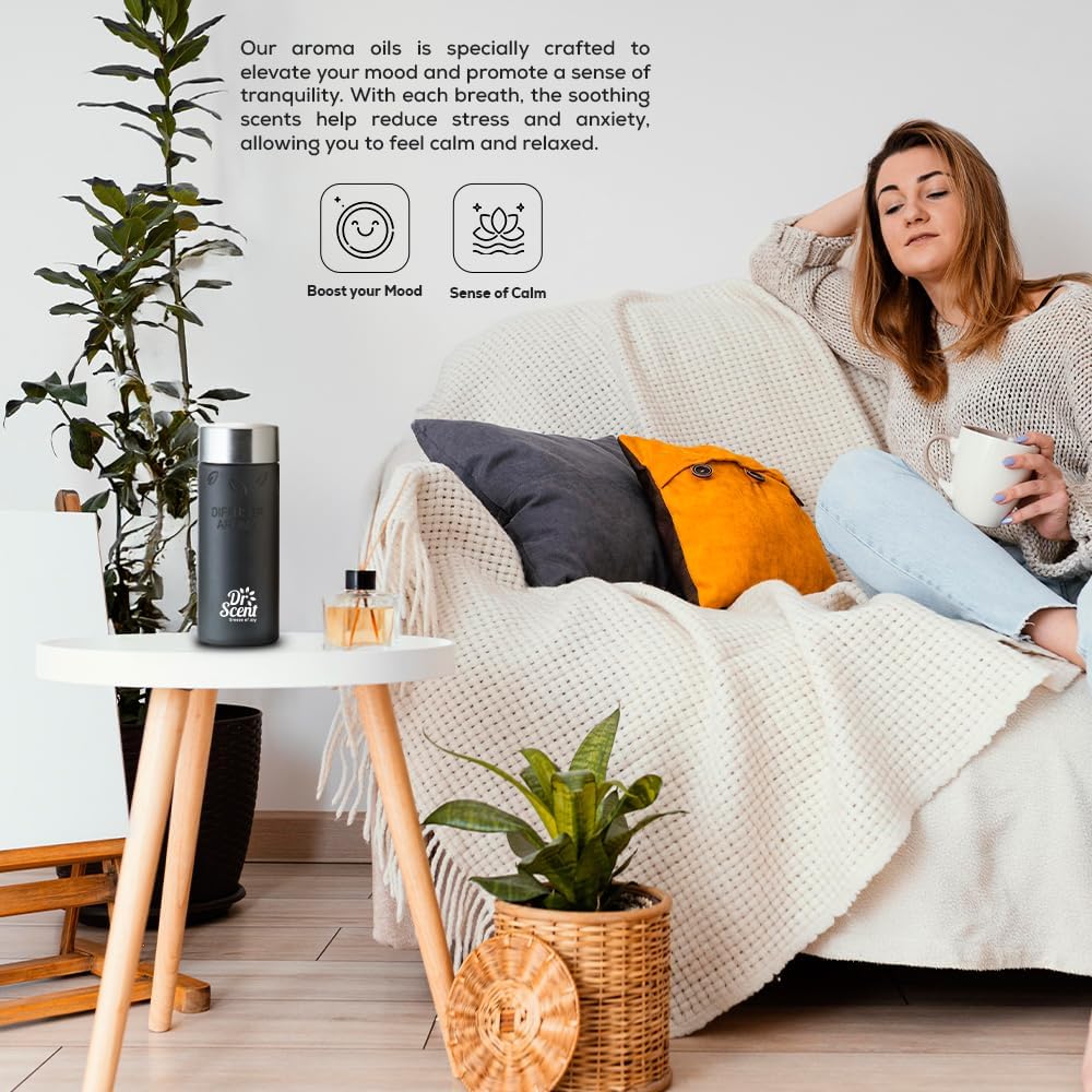 Dr Scent Premium Diffuser Aroma Oil- Amazonia Wood - Refreshing Bergamot and Seville Orange Blend | Leather and Balsamic Middle Notes | Woody Cedarwood Base | Long-Lasting Fragrance 170ML