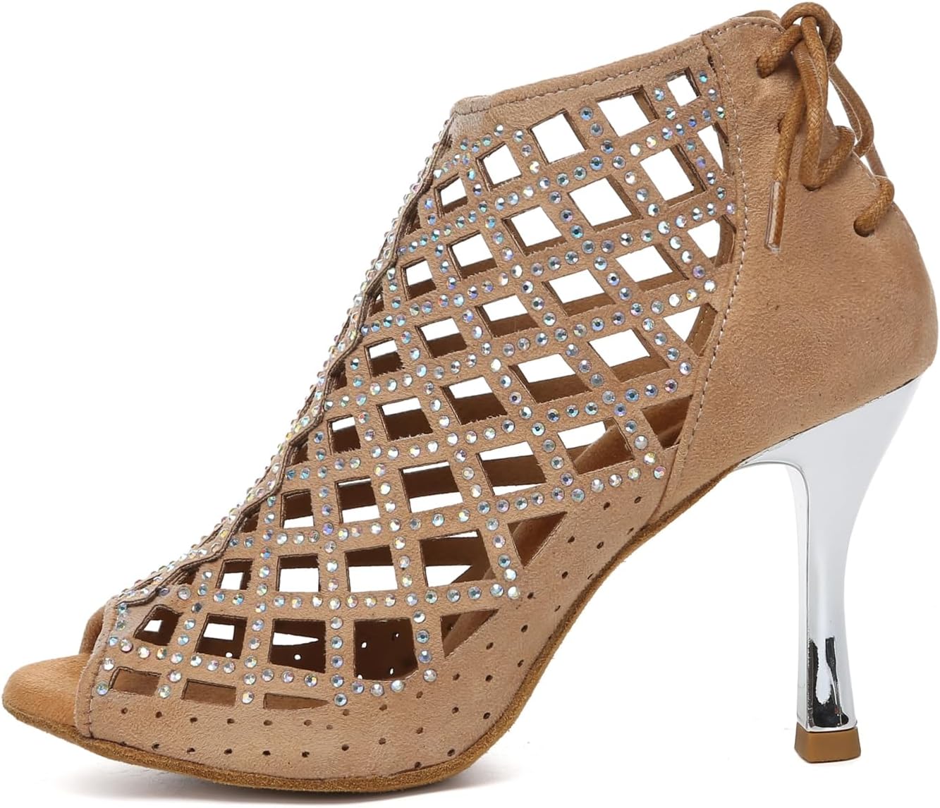 Minishion Women's Latin Salsa Cut-Out Ballroom Dance Shoes Evening Ankle Sandal Boots