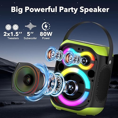 Miniatura 2 de Altavoces Bluetooth portátiles 80 W gran potente inalámbrico al aire libre fuerte estéreo sonido bajo profundo Boombox TWS altavoz de fiesta en casa
