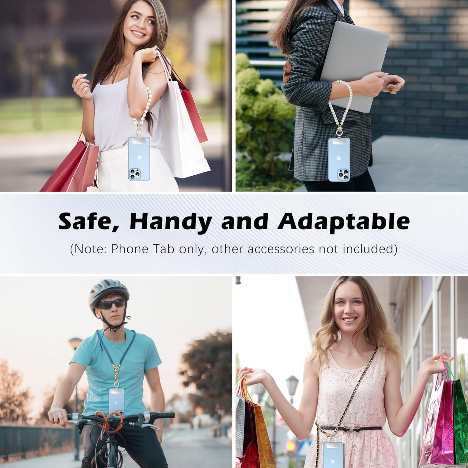 MoKo 2pcs Phone Tether Tab, Stainless Steel Cell Phone Lanyard Pads, Phone Strap Replacement Part with 2pcs Spring Rings, Phone Strap Connector Tether Tabs for Most Full Coverage Phone Cases, Silver - Image 7