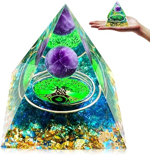 Miniatura 13 de Pirámide de cristal de orgón, torre de energía curativa de chakras, pirámide de cristales curativos para energía positiva, joyería de piedra
