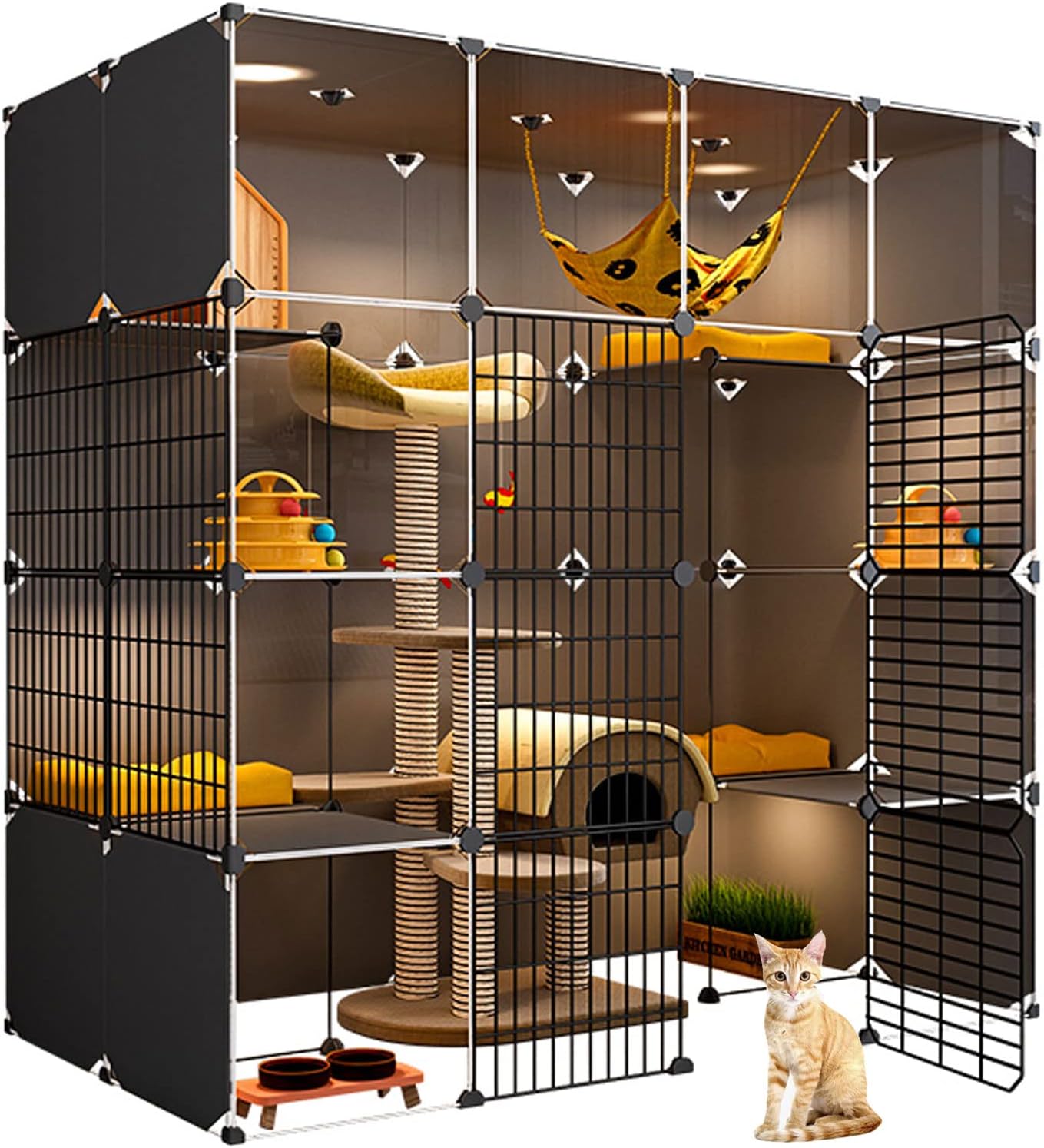 OMPDD Cage Chat Exterieur XXL avec Enclos, Cage pour Chat XXL