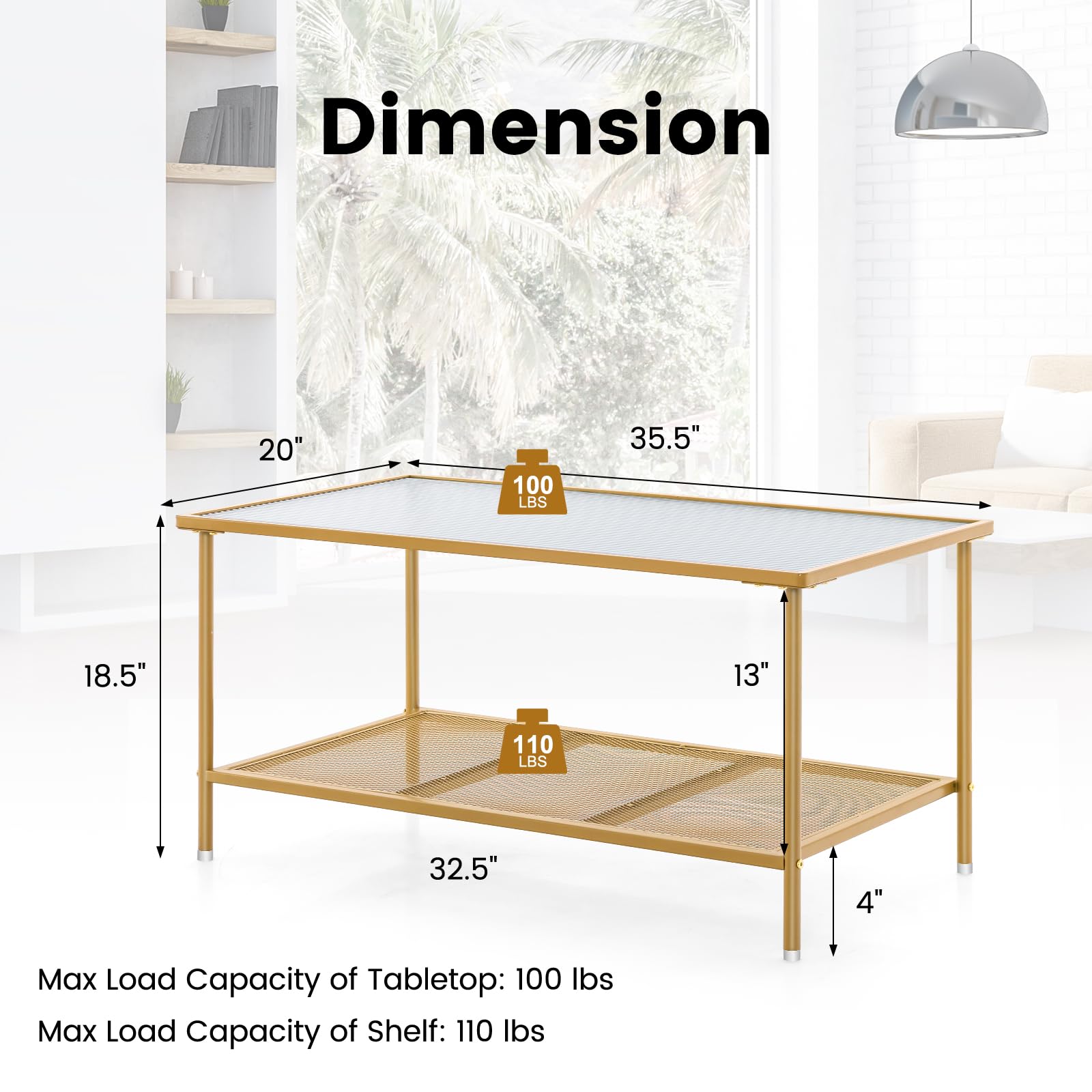 Amazon.com: Giantex 2-Tier Modern Coffee Table, 35.5”L Rectangular