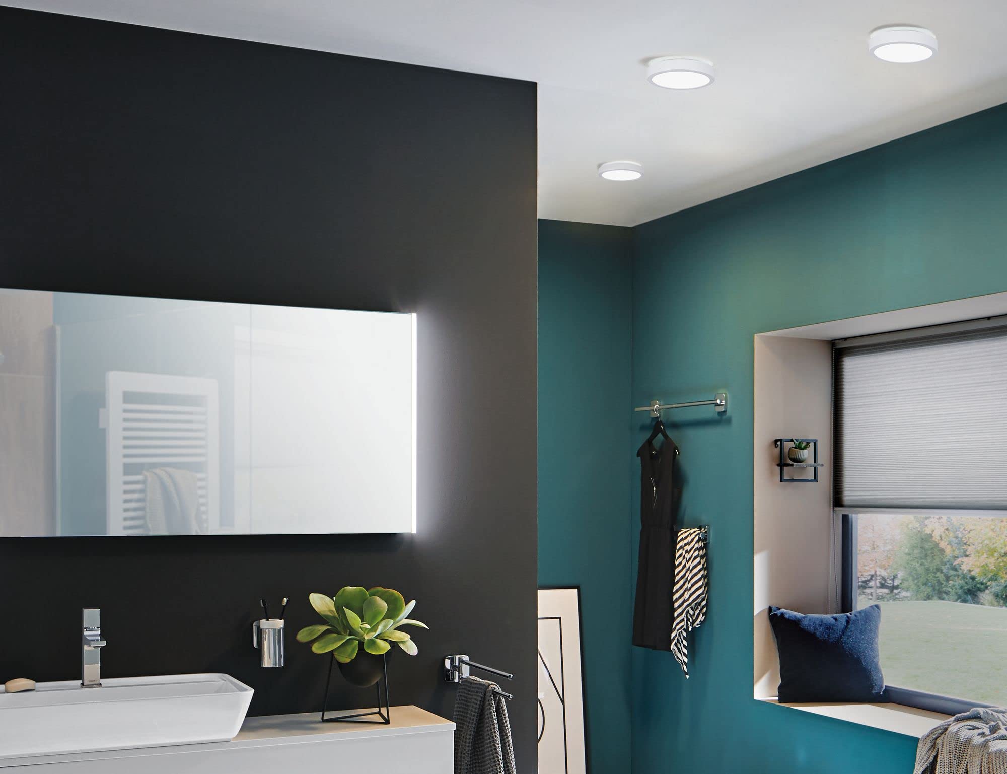 Paulmann 78924 Panel de luz de techo LED Aviar IP44 redondo 220mm 4000K Blanco incl. 1x13 Watt regulable Panel de luz plástico