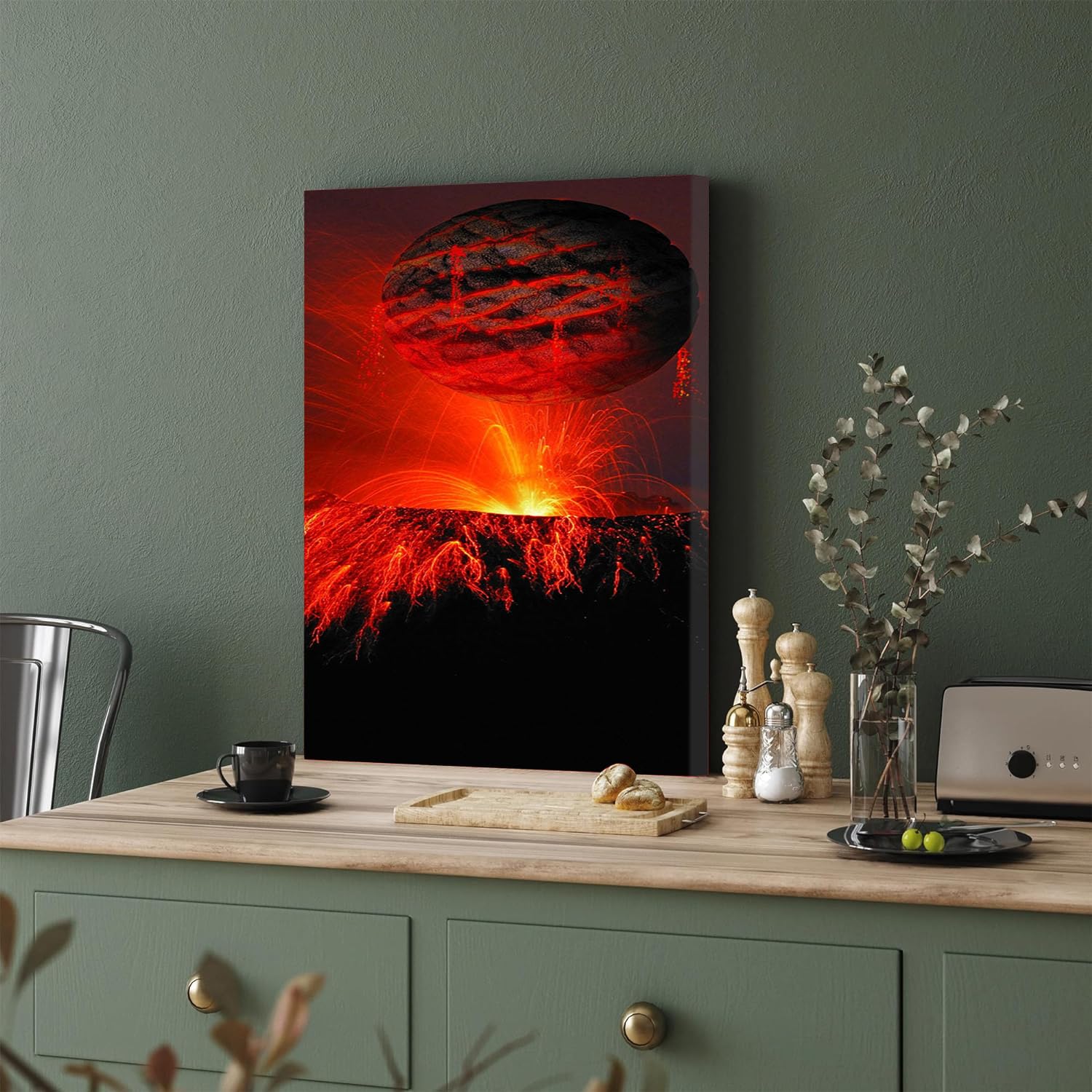 GADGETS WRAP Canvas Gallery Wrap Framed for Home Office Studio Living Room Decoration (11x17inch) - Volcano Lava