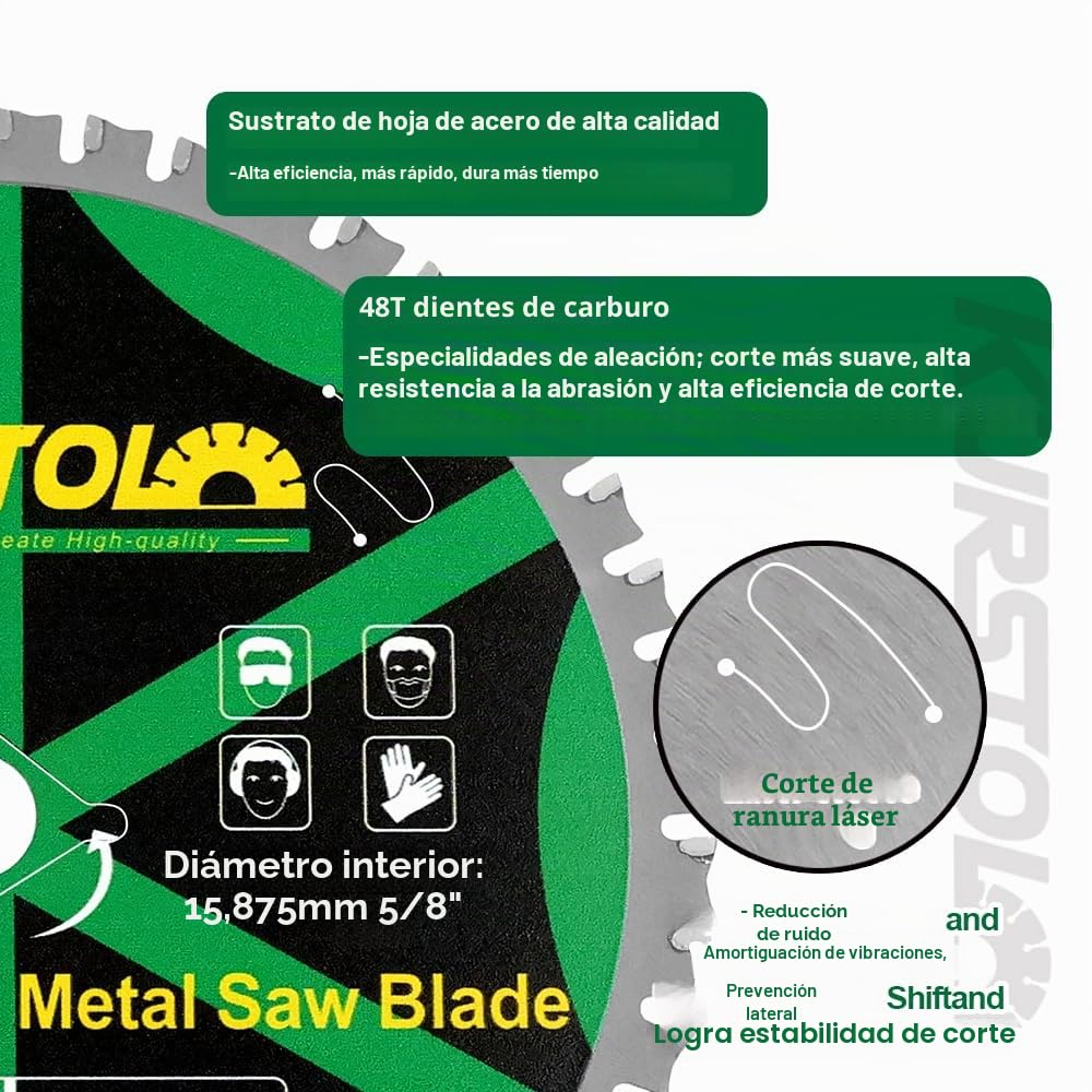 Hoja de Sierra Circular para Metal - 165 x 20 x 15,875mm Disco Corte 48T con Punta de Carburo para Acero, Hierro, Níquel, Titanio, Metales Ferrosos, Tubos de Acero