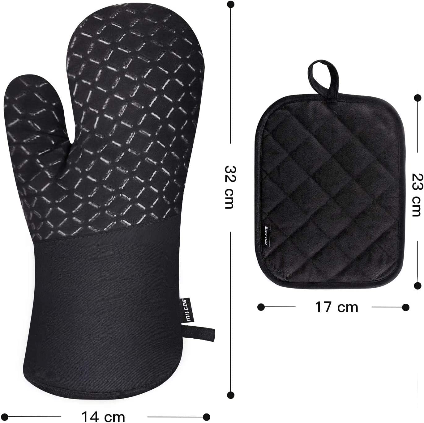 Isola Cucina Guanti Da Forno MILcea - Resistente Al Calore Per Cucina E Barbecue Nero Protezione Avambraccio H 929281