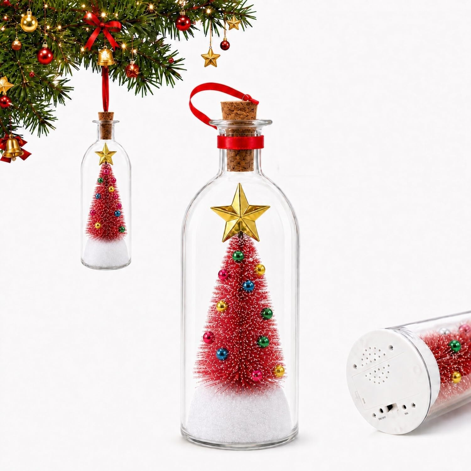 Recordable Bottle Ornament, Christmas Voice Message Keepsake Gift — image 1