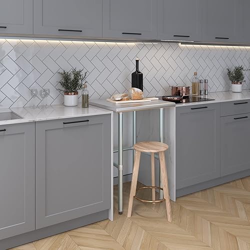 Miniatura 7 de AmGood Mesa de trabajo de acero inoxidable con base abierta, banco de trabajo de metal (base abierta de mesa de acero inoxidable, 24 pulgadas de