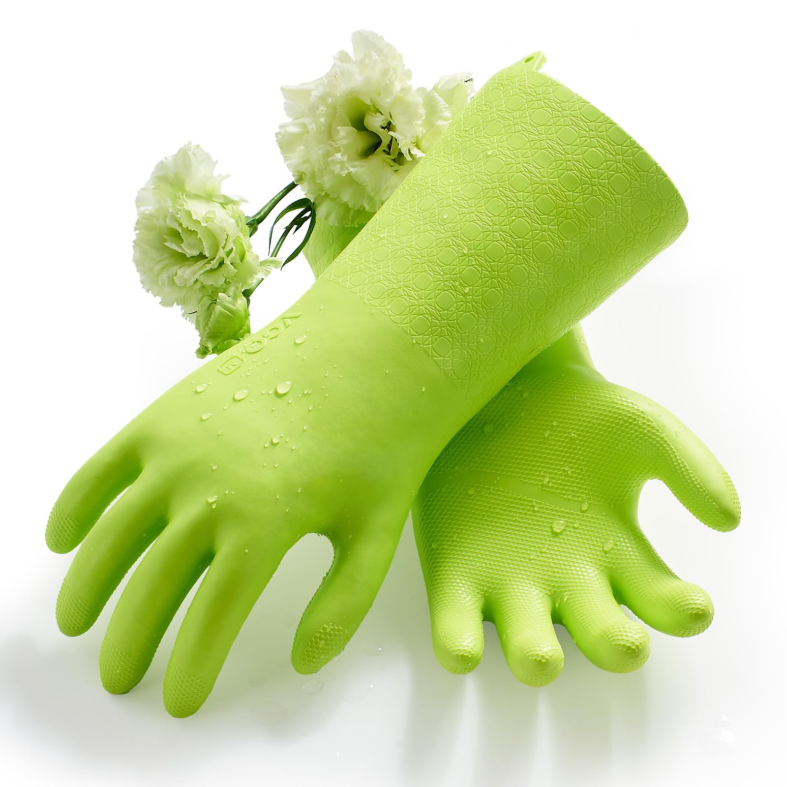 Vgo... Heavy Duty Cleaning Gloves Lined Nylon, Household Gloves Reuseable in TPE Latex Free