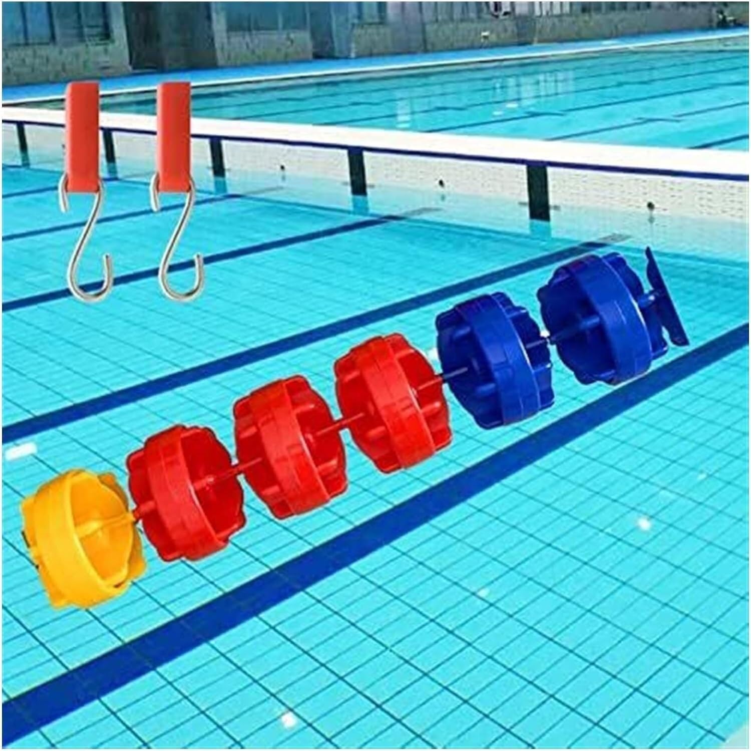Corde de séparation de sécurité pour piscine de 5m avec 8 flotteurs bicolores