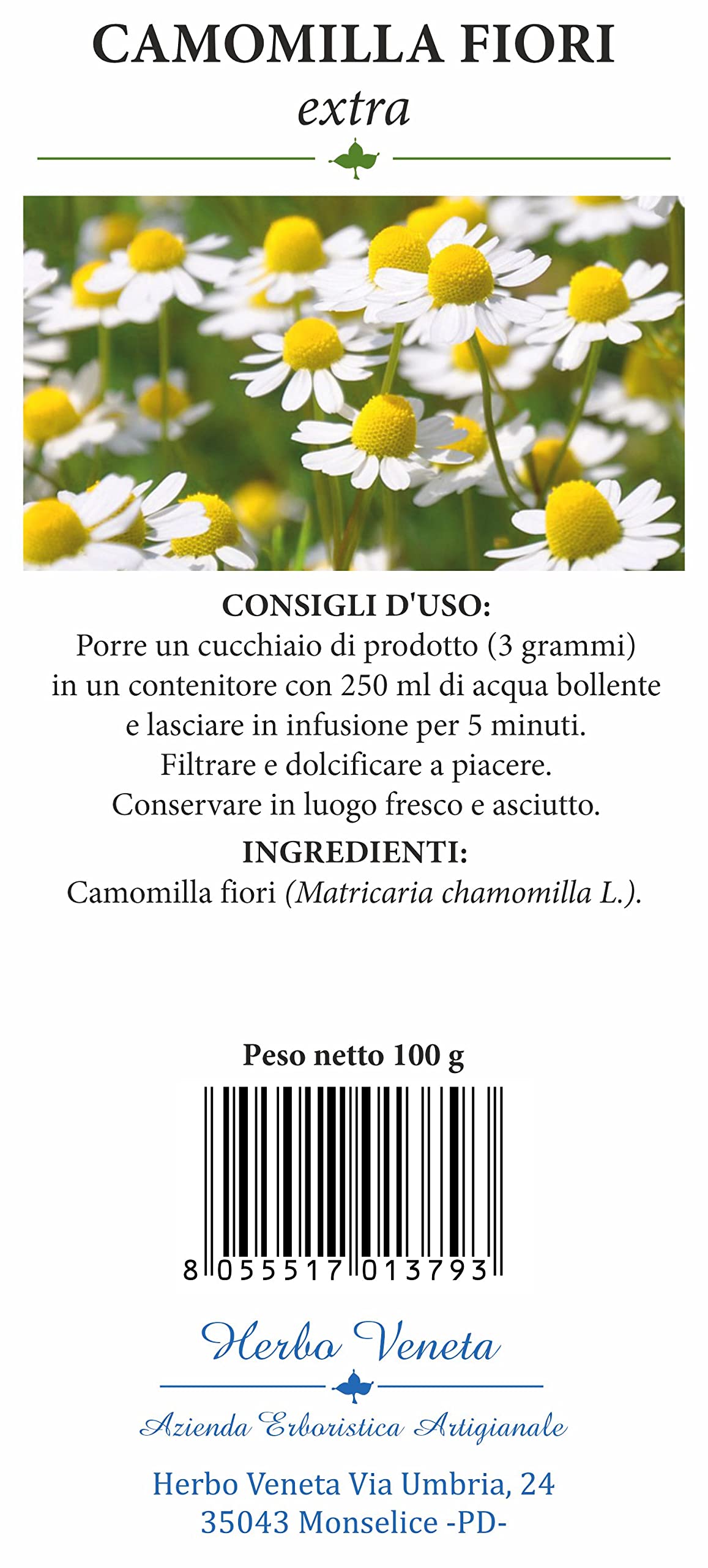 Herbo Veneta Camomilla Fiori - Confezione da 100 G