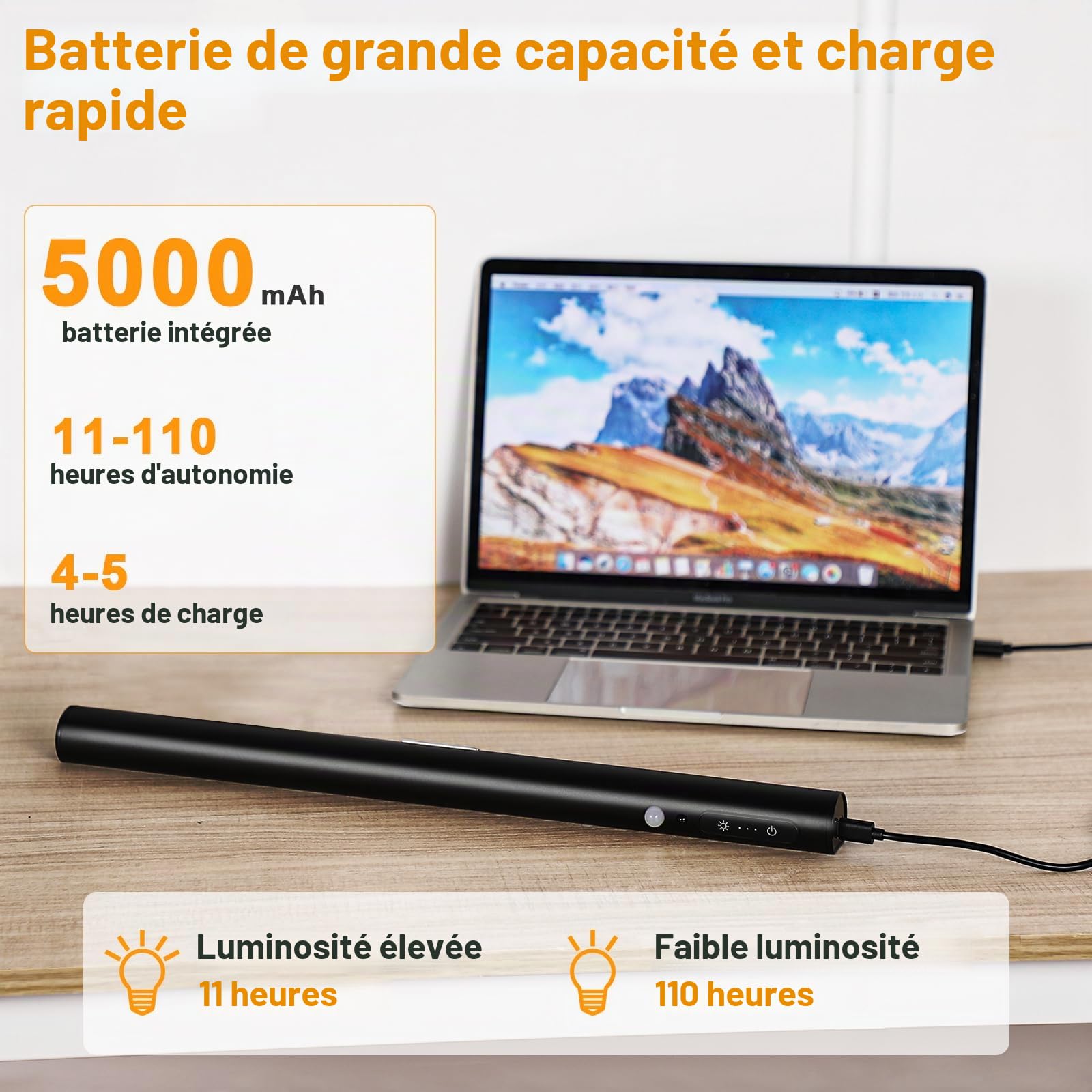 ENCOFT Lampe Murale Sans Fil,5000mAh Applique Murale LED Sans Fil à Télécommande, Lumiere Rechargeable USB, Magnétique Eclairage pour Tableaux, Salle de Bain, Miroir, Vitrines, Intérieure Noir