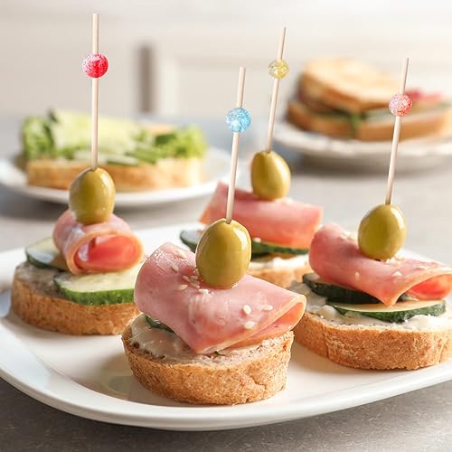 Miniatura 6 de 200 palillos de cóctel, palillos de dientes de cóctel elegantes para aperitivos, brochetas de cóctel de bambú para aperitivos, palillos de dientes