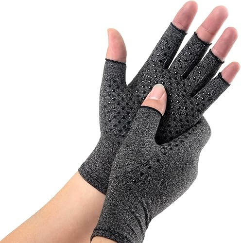 HENOTIC Guantes de Compresión para Mujeres y Hombres, Guantes de Artritis Sin Dedos, Transpirables, Absorben la Humedad para Dolores Articulares