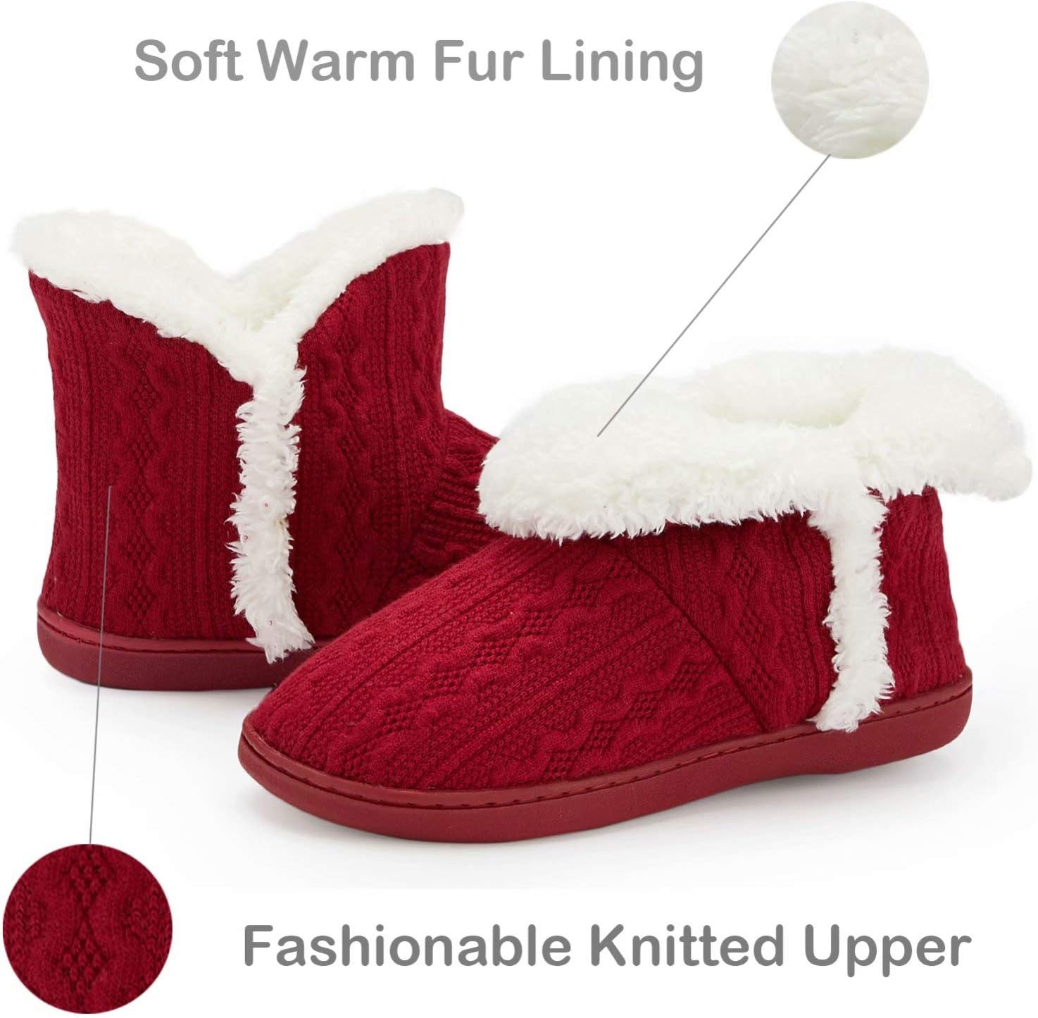 TUOBUQU Women Warm Bootie Slippers Fluffy Plush Indoor Outdoor Winter Booty Slippers - Image 3