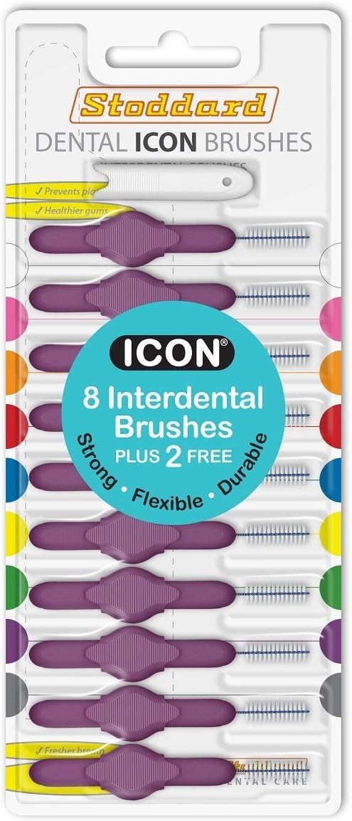 Stoddard Icon Purple Standard Interdental Brush - 8 Bush Plus 2 Free Brush in 1 Pack