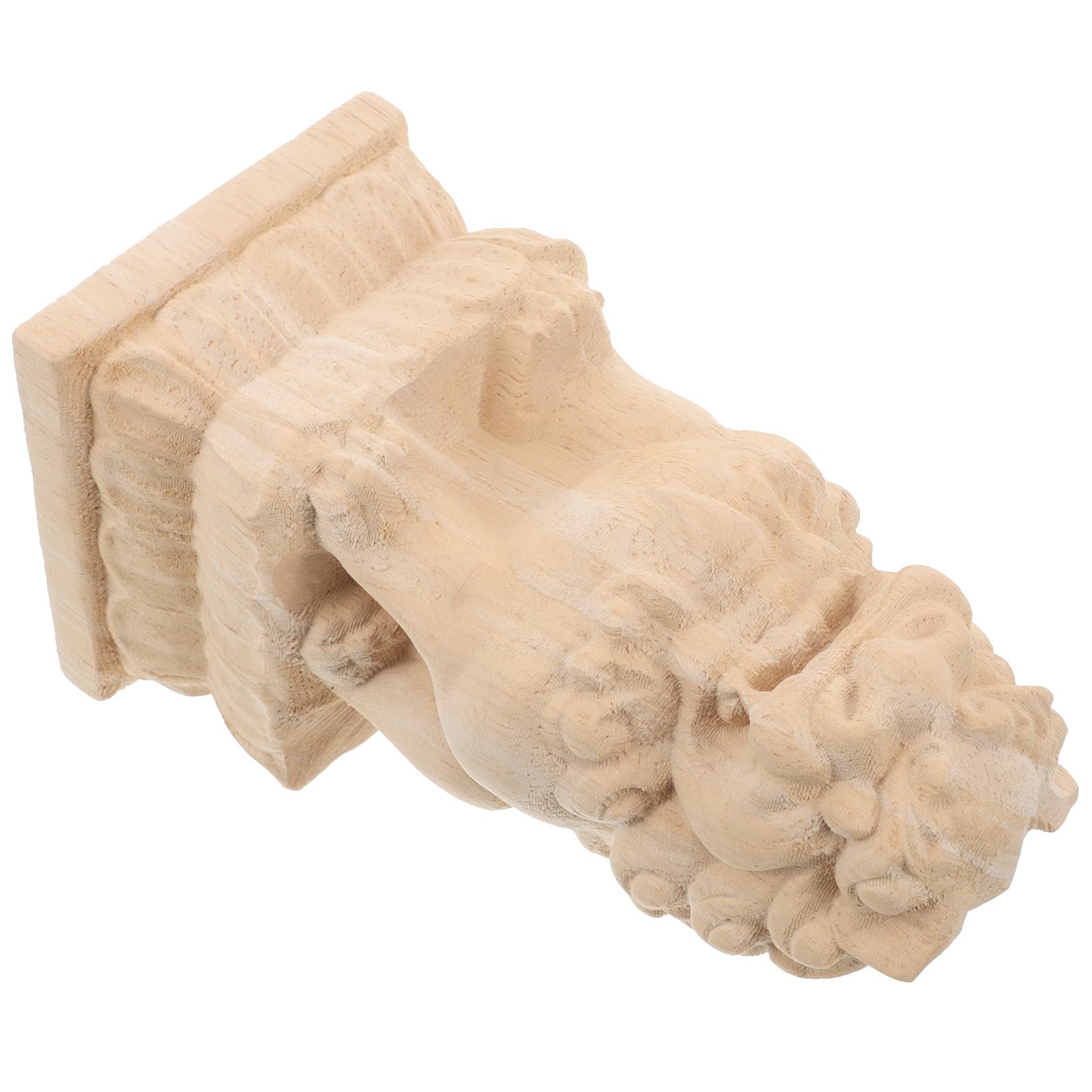 Fleuron de poteau lionceau en bois brut Tofficu décoration vintage pour pont de jardin et terrasse