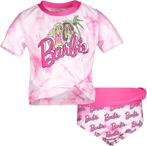 Barbie Camiseta de protección contra erupciones y parte inferior de bikini para niñas pequeñas y grandes